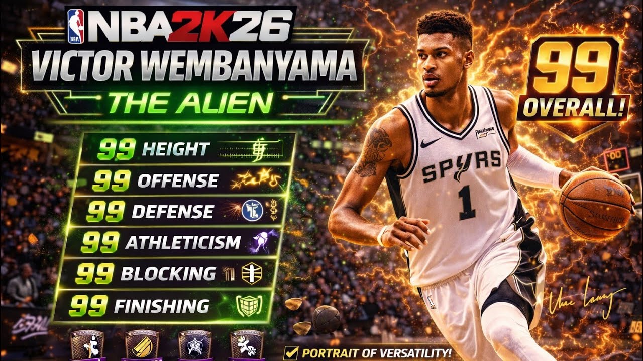 NBA 2K26 Beast Game in The REC from Victor Wembanyama build