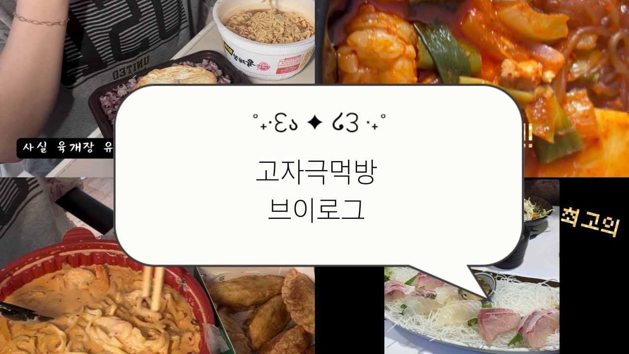 [먹방 브이로그] 자극적인거 내놔!!!!! 짜고 매운게 짱🩵🍗 / 육개장, 도시락, 곱도리탕, 크림짬뽕, 군만두, 초밥코스요리••