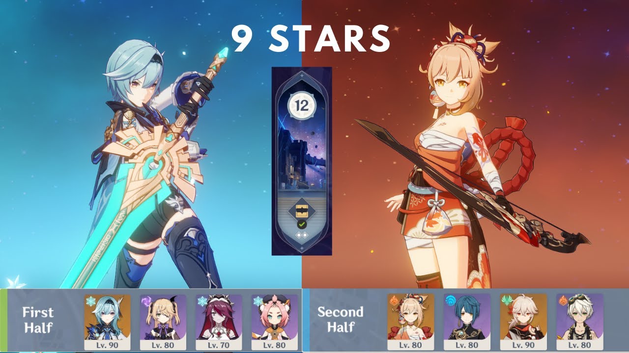 Eula and Yoimiya || 2.3 Spiral Abyss Floor 12 || 9 Stars