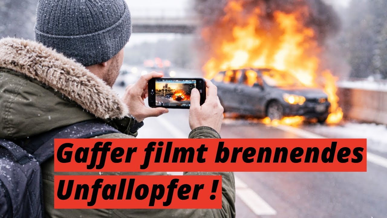 -Unglaublicher Vorfall- Gaffer filmt brennendes Opfer!
