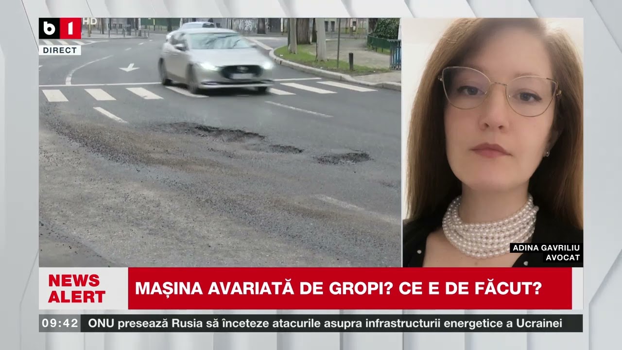 MAȘINA AVARIATĂ DE GROPI: CE E DE FĂCUT? ADINA GABRILIU, AVOCAT, CU DETALII_Știri B1TV_13 febr. 2026
