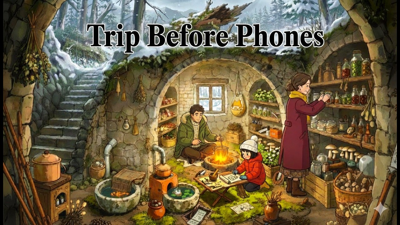 Cozy Snow Shelter Family Life in a Stone Cabin | Cozy Cooking & ASMR | Ghibli Style Video