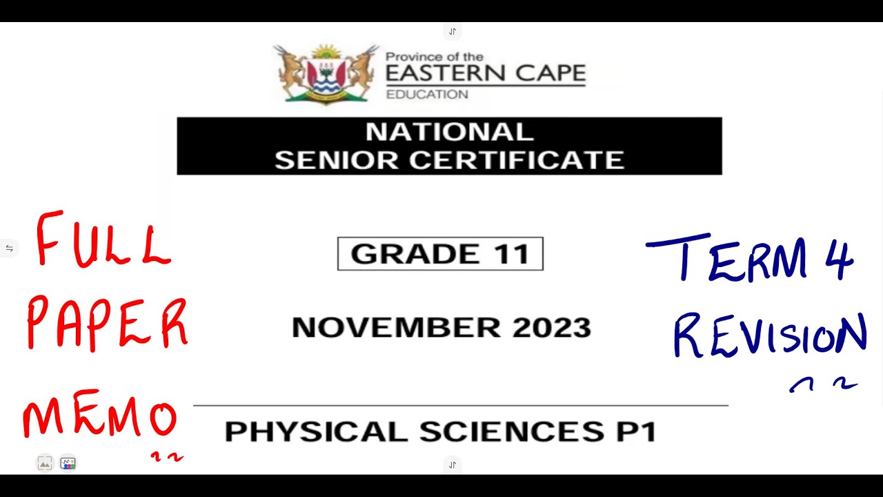 Physical Sciences Grade 11 Term 4 Exam Paper 1 Eastern Cape 2023 @mathszoneafricanmotives