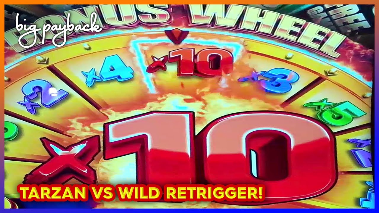 10X Multiplier &rarr; RETRIGGER BONUS on Tarzan vs Wild Slots!