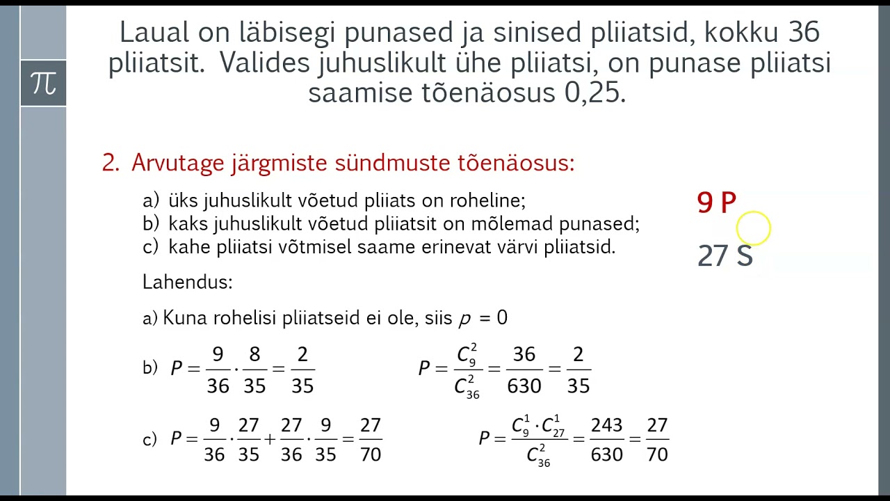 Tõenäosusteooria ülesanded (teine osa).