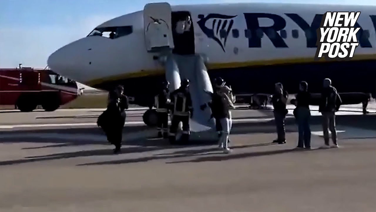 Ryanair Boeing jet evacuated after flames shoot out of engine before takeoff