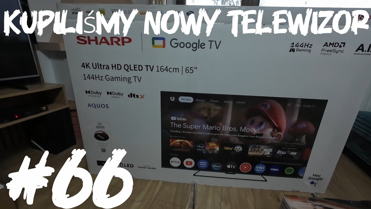 #66 Telewizor Sharp 65 cali i zestaw kina domowego.