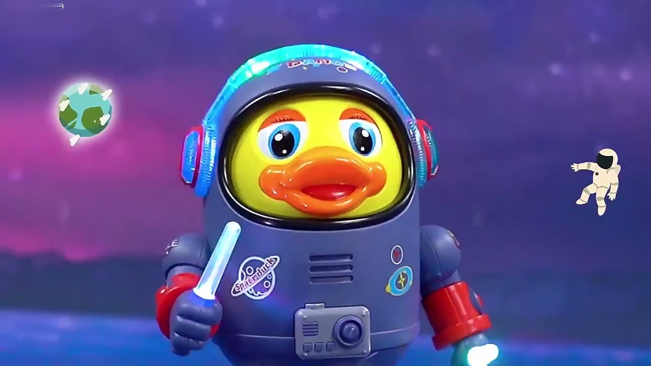 Dancing Space Duck Toy Battery Operated Toy Figure with Lights and Sounds, Space Elements Designed