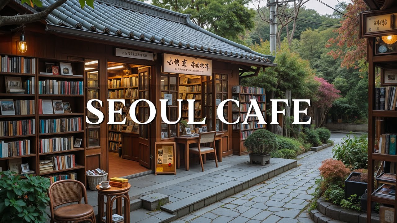 Seoul Coffee Shop Ambience ☕ Outdoor Book Cafe Vibes & Relaxing Bossa Nova Music for Study, Work