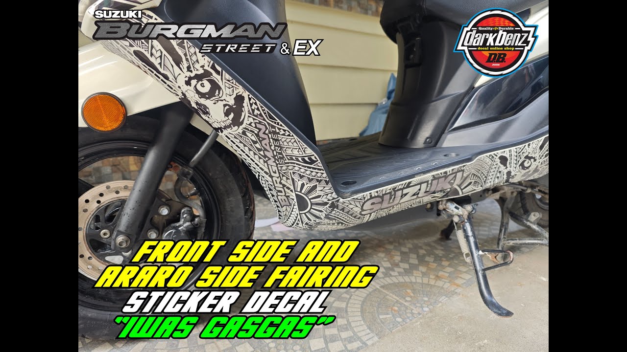 Suzuki Burgman 125 Clear Front Side Fairing Printed Sticker Decal - Installation Guide | by DarkBenz