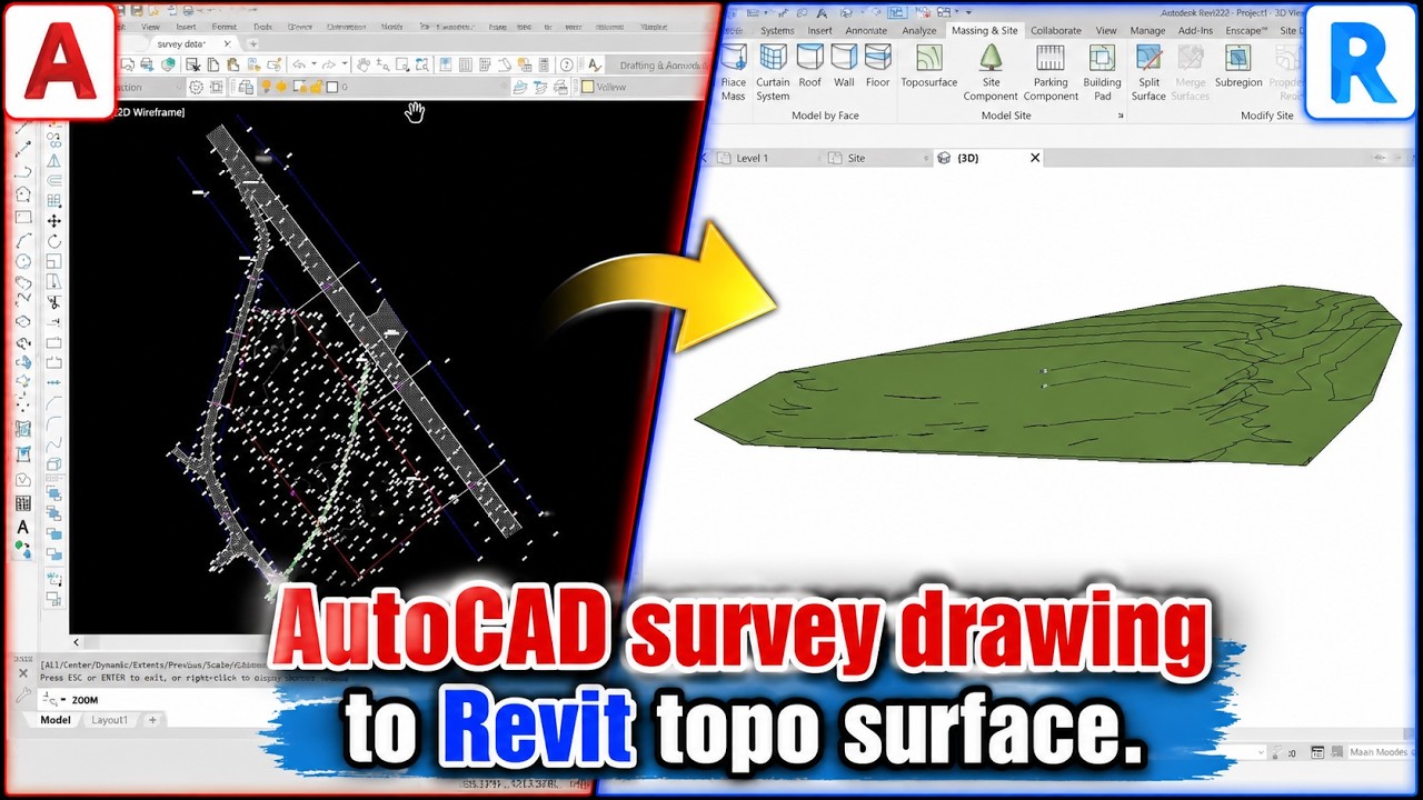 AutoCAD to Topo surface // how to convert AutoCAD survey drawing to Revit topo surface