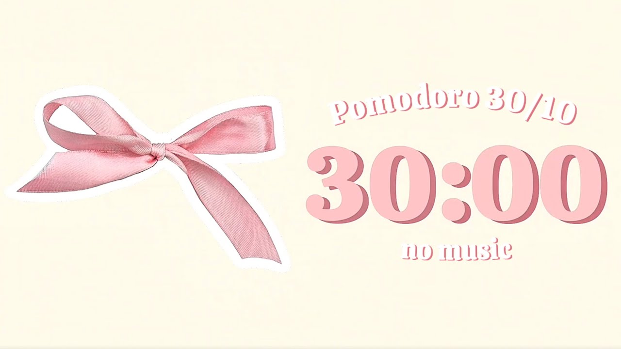 2-hour bows focus session🎀🩷|30/10 Pomodoro timer| no music😌🤍