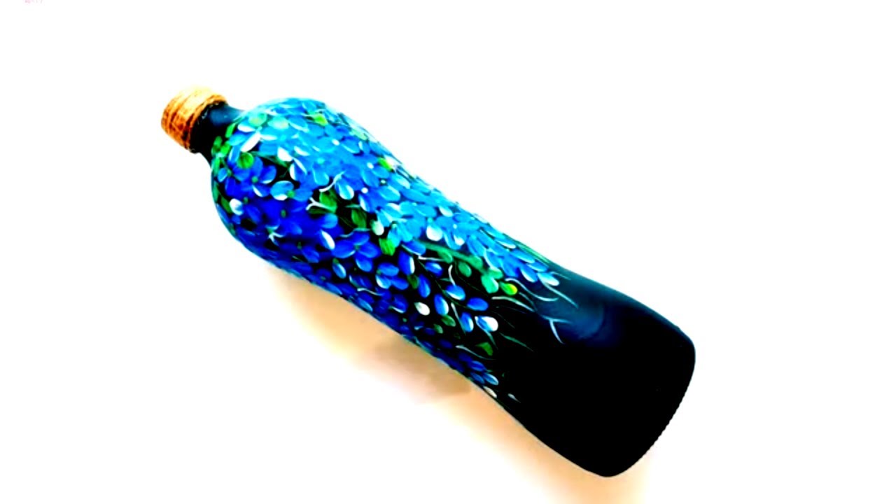 Quick & Easy Bottle Art for Beginners | One Stroke Painting Flowers | DIY - Bottle Art | Niviz Ep 67