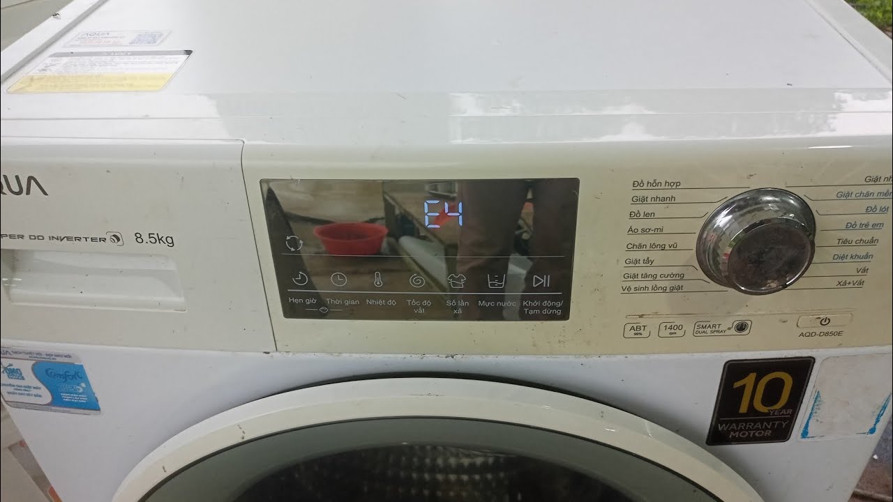 cách vào chương trình test. và kiểm tra các các thiết bị . mã lỗi máy giặt aqua d850e inverter
