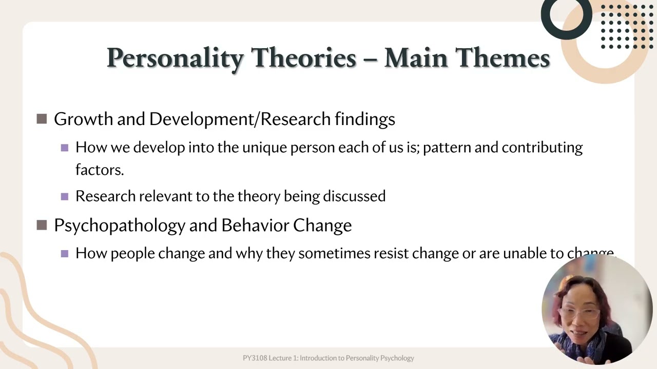 PY3108: Personality Psychology - Lecture 1a   Introduction to Personality Psychology