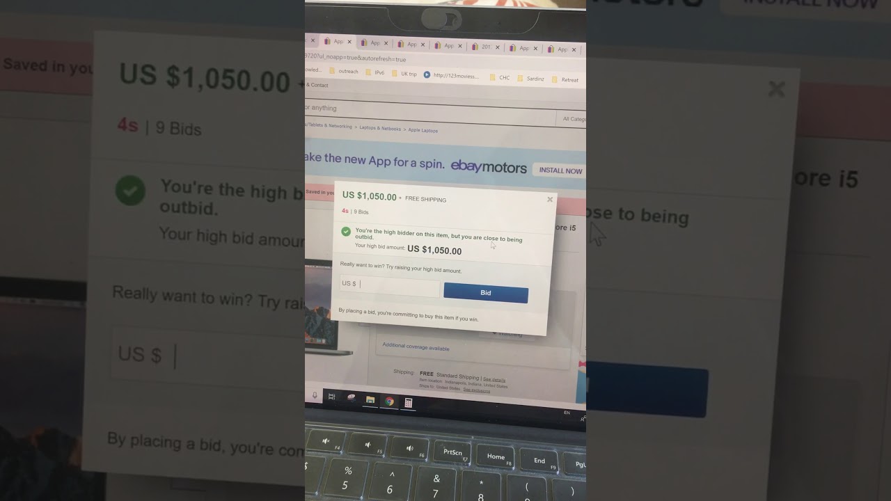 Bidding battle field on eBay