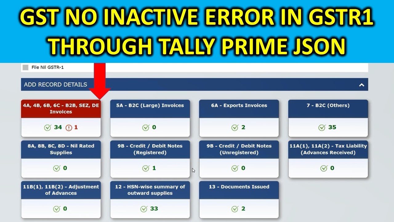 Gstr 1 Error Problem  Recipient Gst No Inactive || Tally Prime Gstr1 Error