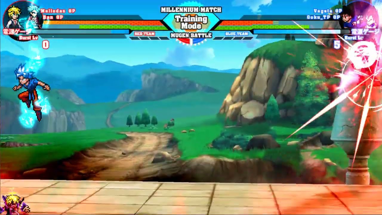 Meliodas OP and Ban OP vs Vegeta OP and Goku_TP OP in mugen | AI battle