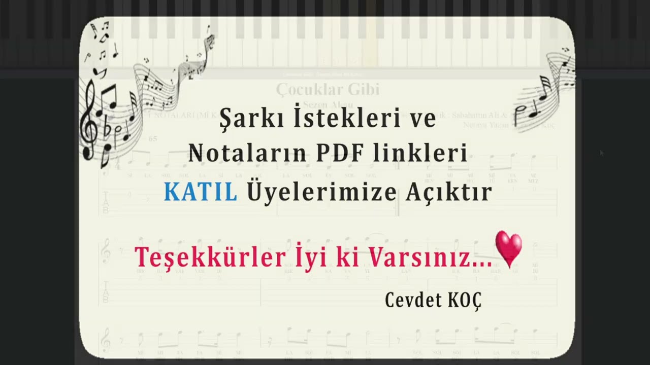 Çocuklar Gibi - Sezen Aksu  NOTA SOLFEJ