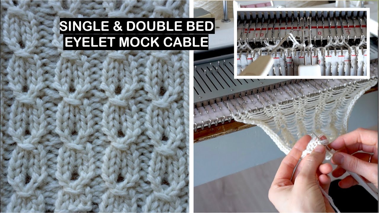 Eyelet Mock cable Ribbing  -  Hand knitting to machine knitting