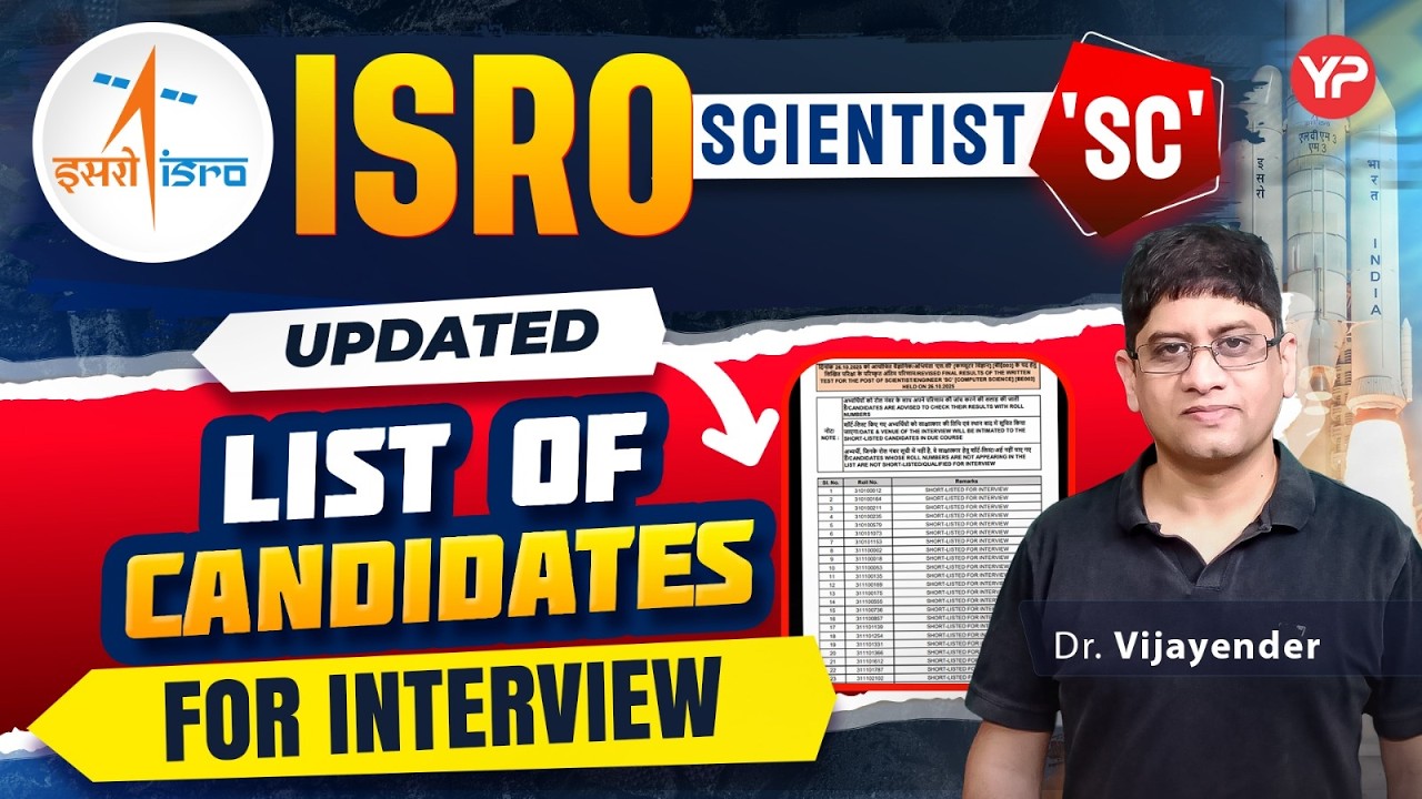 Updated list of candidates for interview out, ISRO Scientist 
