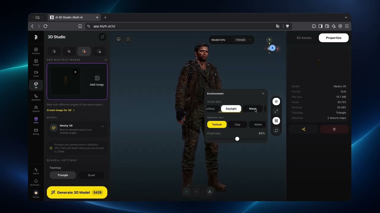 One Image &rarr; Textured 3D Character in Minutes | Blyth AI