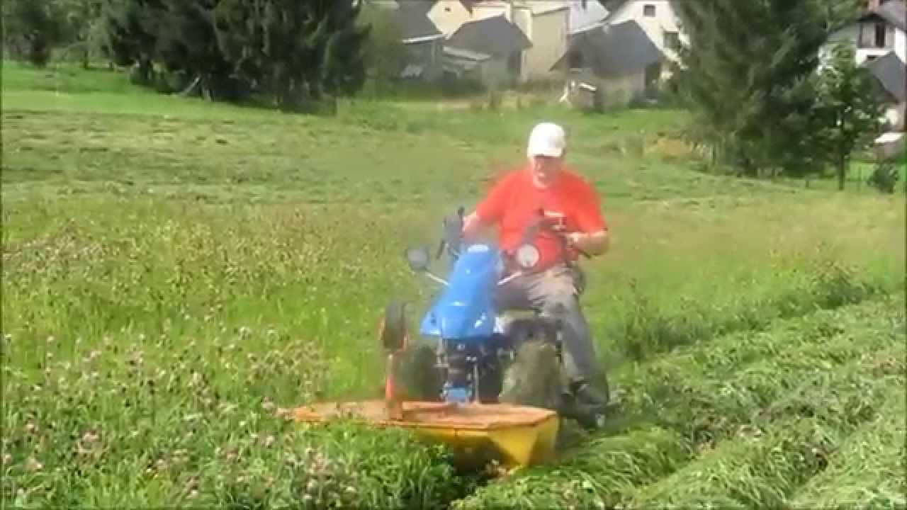 Wykaszanie łąk na pokos / jednoosiowiec BCS z kosiarką rotacyjną