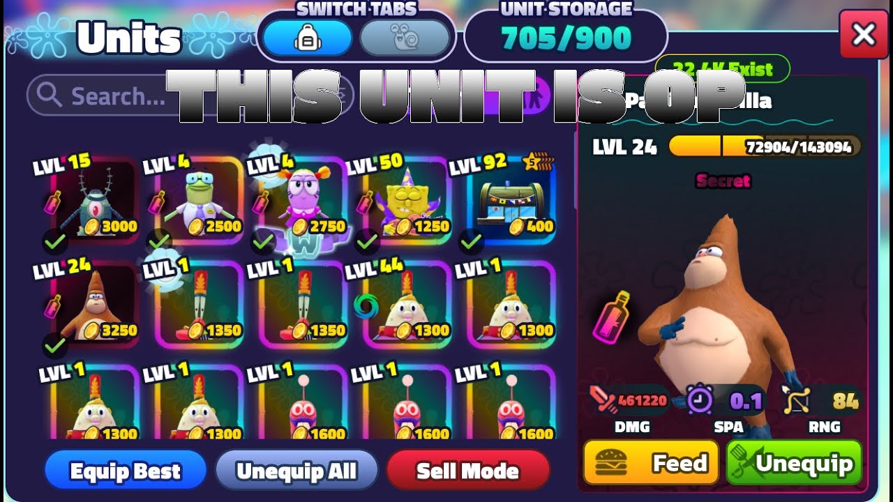 SpongeBob tower defense/ BEST LOADOUT
