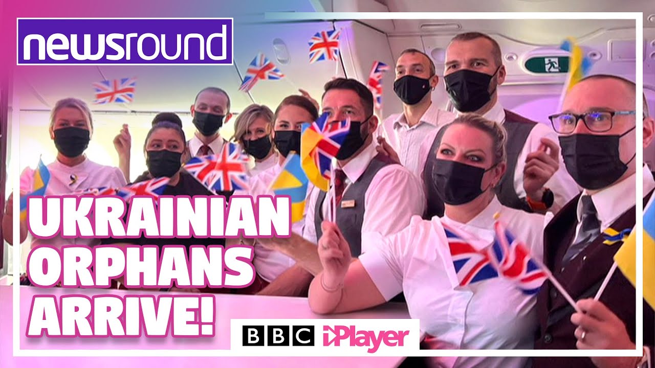 Ukraine refugee orphans arrive safely in the UK ❤️ | Newsround