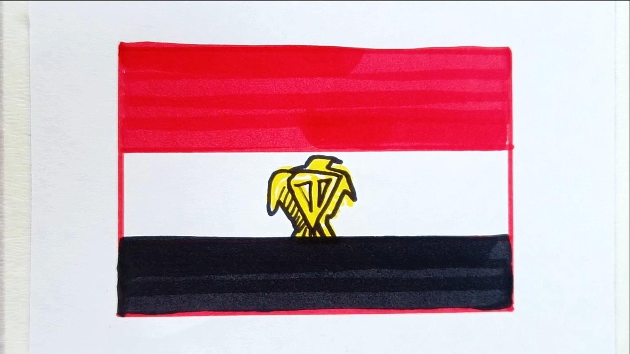 How to Draw the Flag of Egypt | Easy Egyptian Flag Drawing Step by Step