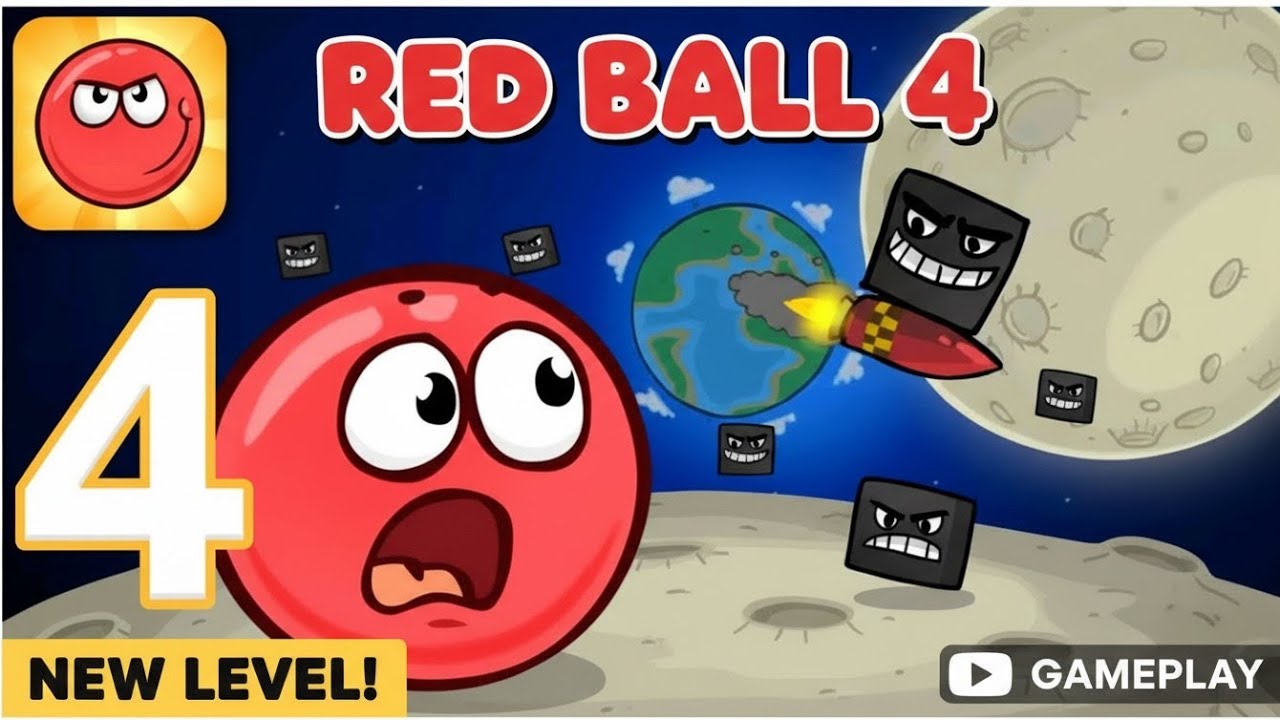 Red Ball 4 - Gameplay Walkthrough Part 4 - Levels 46 - 60 (iOS, Android) | Battle For The Moon