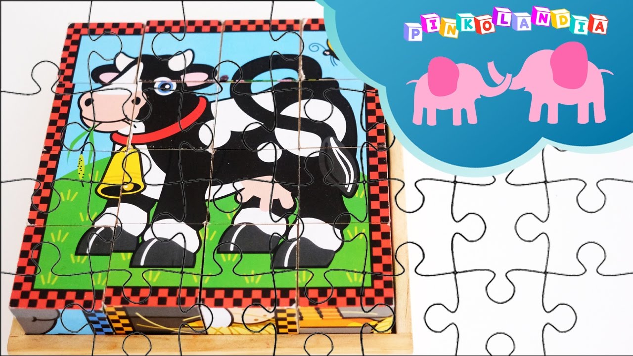 PUZZLE OF ANIMALS OF THE MELISSA & DOUG FARM | THE COW | MELISSA & DOUG FARM CUBE PUZZLE