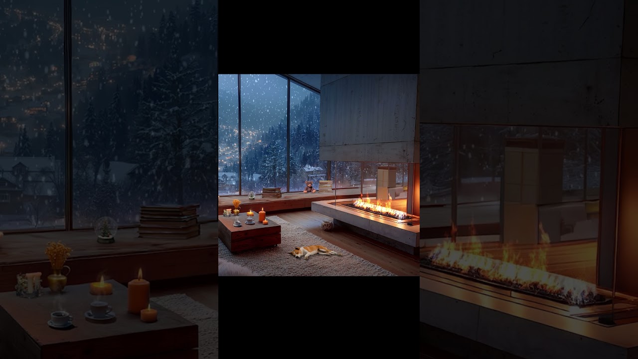 Cozy Winter Ambience 🔥 Warm Piano Jazz Music & Crackling Fireplace to Relax, Study, Work