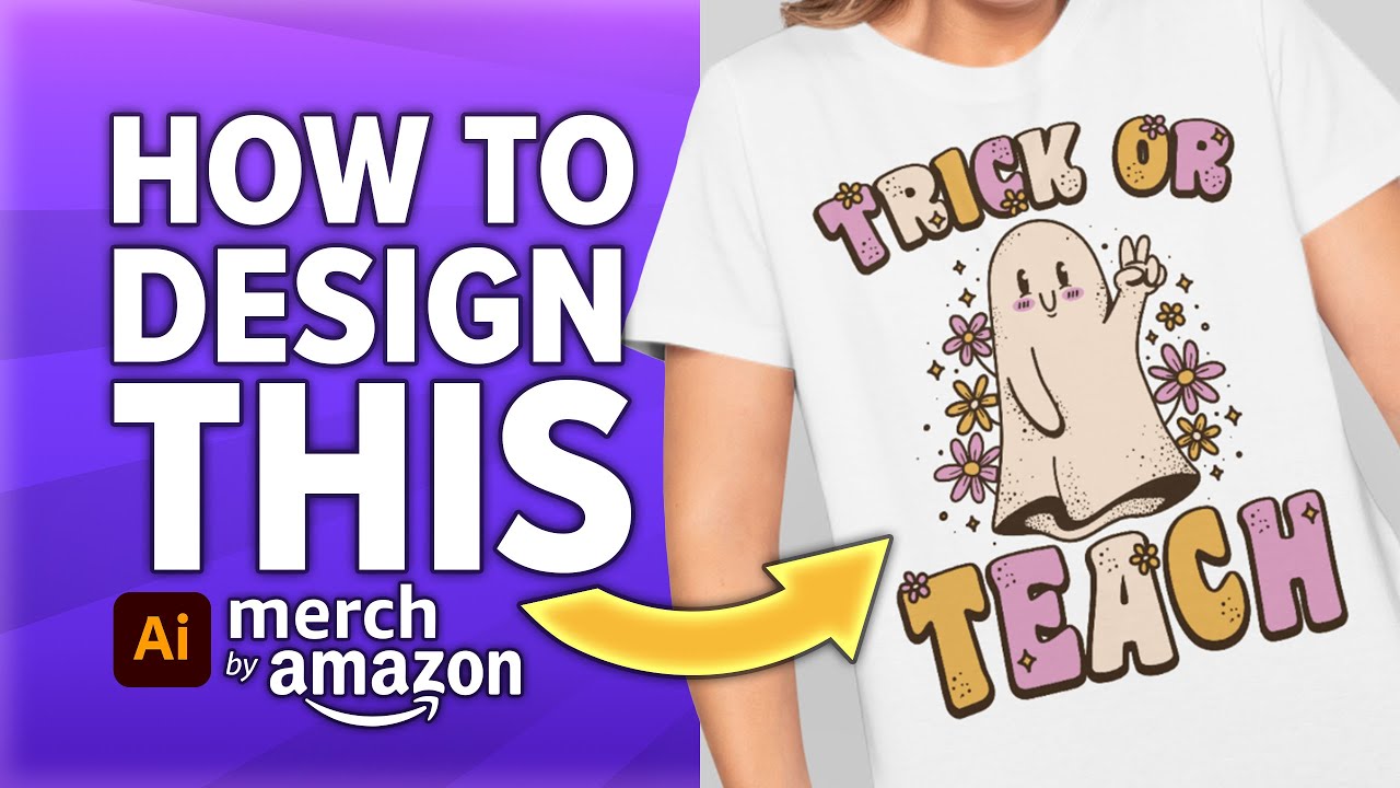 Trending Amazon Merch T-shirt - Halloween Trick or Teach Design Tutorial (Adobe Illustrator)