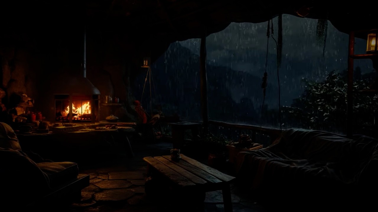 FALL ASLEEP FAST (No Ads) 🌧️😴 Fireplace Crackling & Rainfall Sounds for Deep Healing