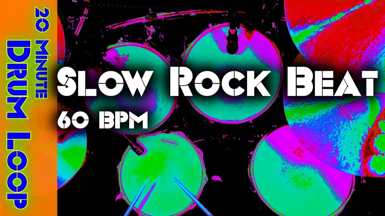 20 Min Slow Rock Backing Track | 60 BPM Drum Loop