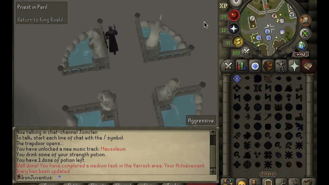 OSRS HCIM - Priest in Peril Quest Fights - Temple Guardian & Monk of Zamorak