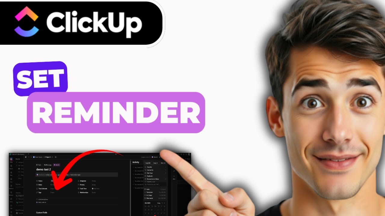 Как использовать напоминания в ClickUp (самый простой способ) (Руководство 2026 года)
