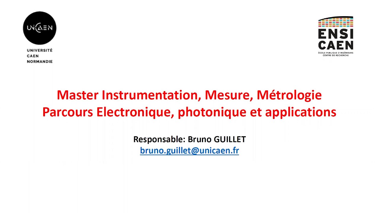 Présentation master IMM (Instrumentation, Mesure, Métrologie)
