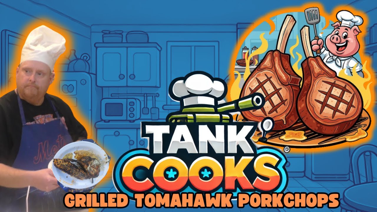 Tank Cooks Grilled Tomahawk Pork Chops