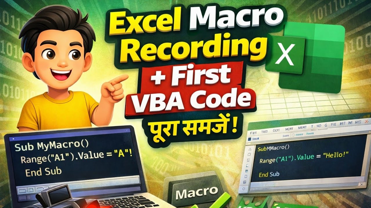 First VBA Code | Macro Recoding in Excel | Introduction VBA | VBA Skills | VBA Code | VBE | Learn VB