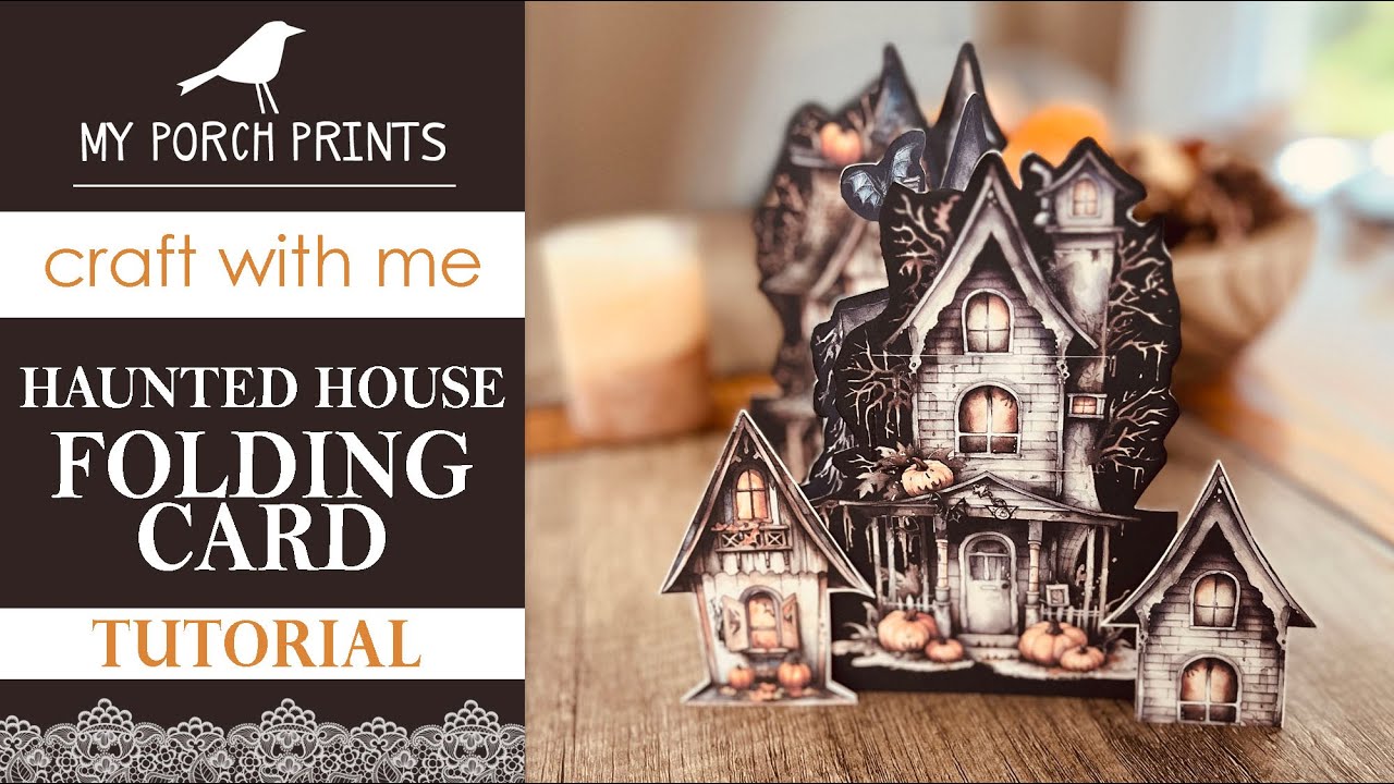 HALLOWEEN HAUNTED HOUSE FOLDING CARD INSERT 🎃 | My Porch Prints Junk Journal Ideas