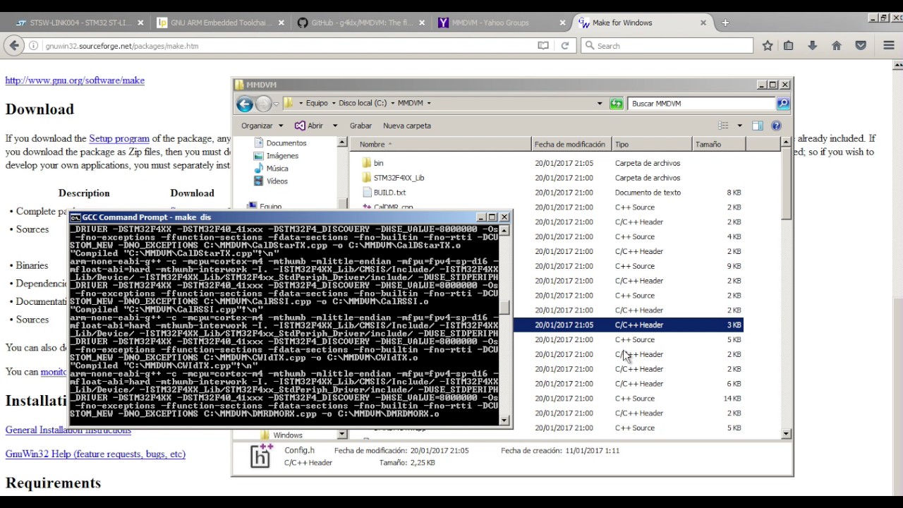 Instalación de MMDVM en STM32F4 usando linea de comandos (Windows)