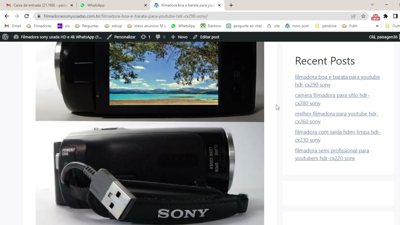 filmadora boa e barata para youtube hdr-cx290 sony