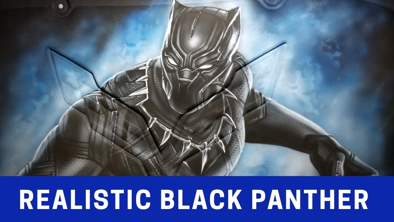 Realistic airbrush painting of Black Panther - How to airbrush Black Panther