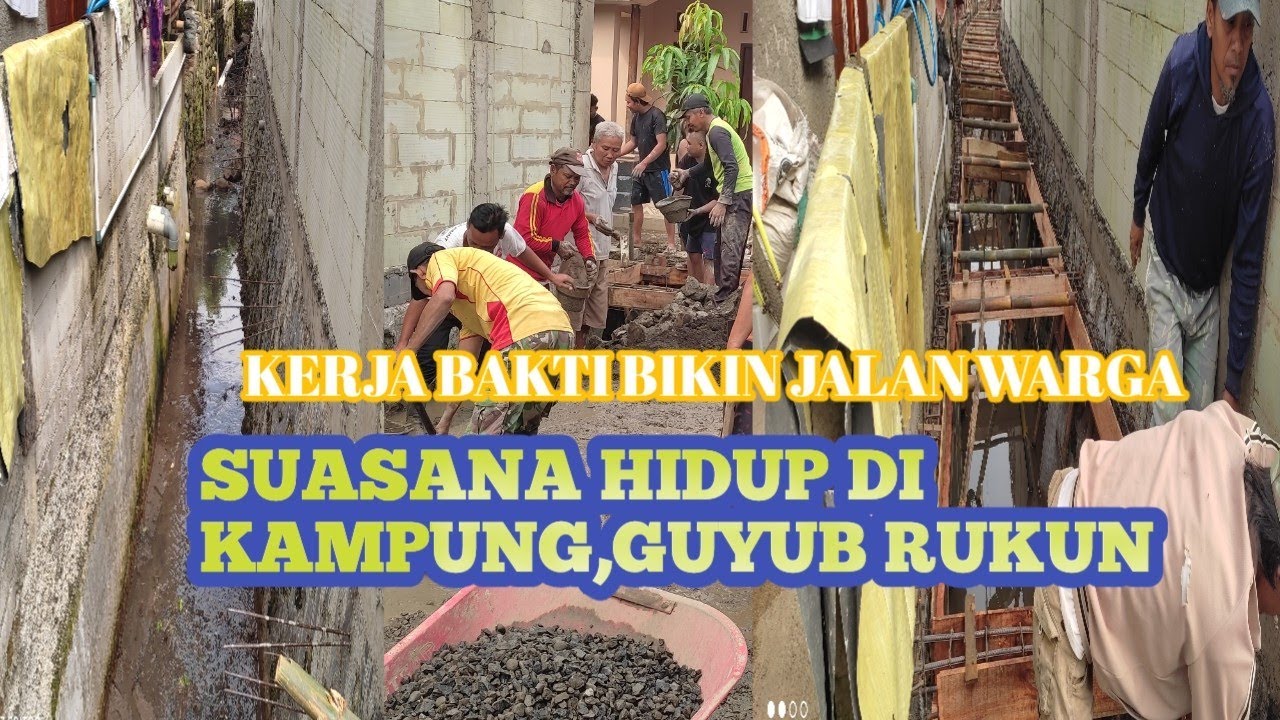 kerja bakti warga,bikin jembatan layang,di atas kali