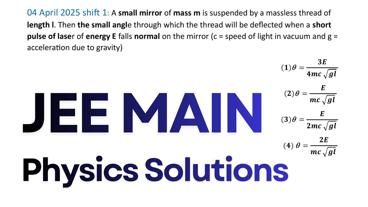 A small mirror of mass m is suspended by a massless thread of length l. Then the small angle through