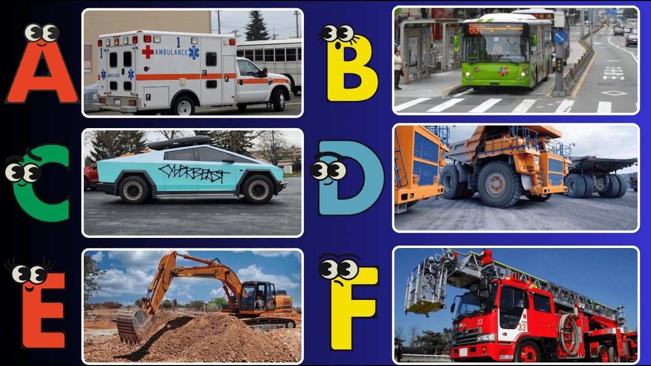 A to Z Vehicles Alphabet for Kids 🚑🚗 | Learn ABC Transportation Names