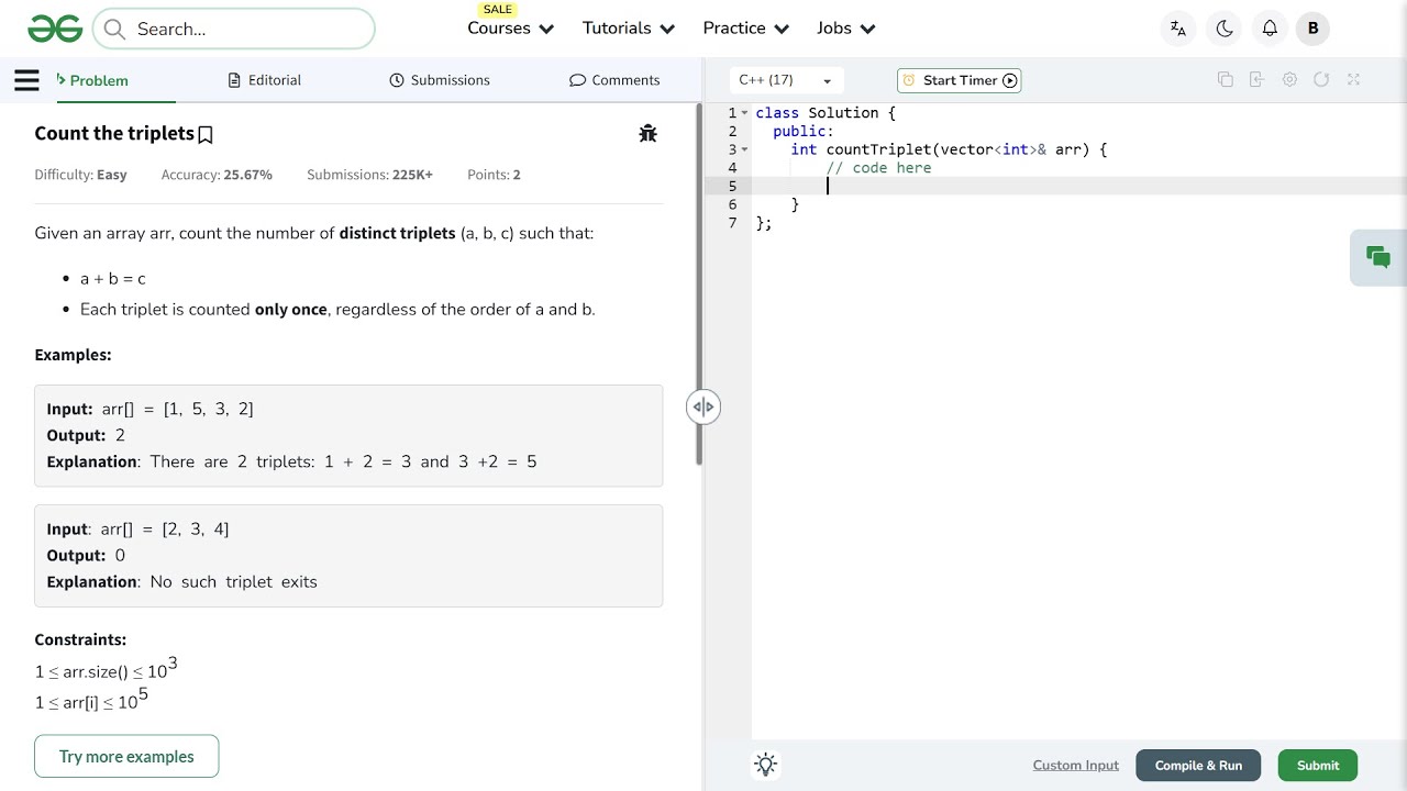 Count the Triplets in Tamil | Bruteforce |Optimal approach | Leetcode | GeeksforGeeks |