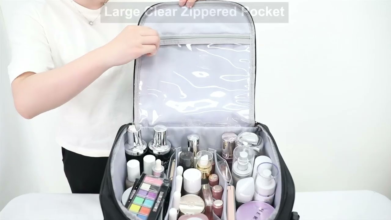 Relavel Makeup Backpack Large Makeup Bag with 3 Clear Set Bags